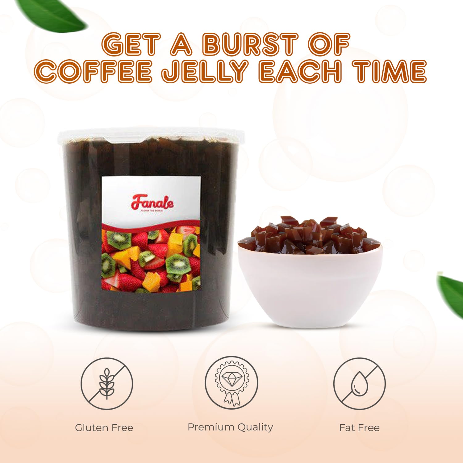 Fanale Coconut Jelly Topping nata de coco for Boba Tea | Ice Cream | Yogurt | Smoothie | Milk Tea | Desserts Coffee Jelly, 7.26 pound (Pack of 4)| JEL011-CS