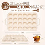 Silicone Mini Muffin Pan, 24 Cups Muffin Tin Baking Mold With Reinforced Stainless Steel Frame Inside, Nonstick Bakeware Cupcake Pan BPA Free