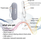 Rechargeable Milk Frother Handheld 3 Speed Coffee Foamer [3 Whisk] Electric Drink Mixer for Latte, Cappuccino, Coffee, Eggs, Hot Chocolate, White