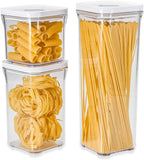 Premium Airtight Food Storage Containers, Square-S 3PC-SET, Smart One-Click Seal Lid, No Hinges, 100% Leak Proof, BPA-FREE, Dishwasher, Freezer & Microwave Safe