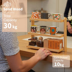 Coffee Mug Holder Wooden Cup Rack,3-Tier Acrylic Home Mug Display Rack for Kitchen Countertops Coffee Beans, Syrup, Cups, Stirrers