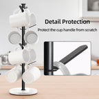 Marble Mug Holder Tree, 8 Hooks Coffee Cups Stand, New Upgraded Stable Mug Stand for Kitchen Counter Cabinet Cafe Black