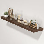 Floating Shelves for Wall, 55"W x 9.3"D x 1.5"H, Long Wooden Wall Mounted Display Shelves with Invisible Brackets for Living Room, Bedroom, Bathroom, Kitchen Decor and Storage, Set of 1, Walnut