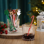 120 Pcs Christmas Plastic Swizzle Sticks Christmas Coffee and Cocktail Stirrers Hot Cocoa Stir Sticks Coffee Bar Decoration Reusable Beverage Drink Stirrers for Xmas Party Favor