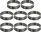 HARFINGTON 8pcs Crumpet Rings 3.94" Nonstick Round Cake Ring Stainless Steel Double Rolled English Pastry Rings for Kitchen Baking Crumpet Dessert, Black