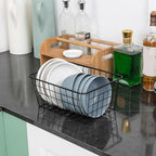 Wire Kitchen Storage Basket 4 Packs,Perfect Pantry Organization Accessories Basket,Laundry Basket,Countertop Organization, Suitable for Kitchen,Bathroom,Bedroom,Tabletop,Stackable,Bronze