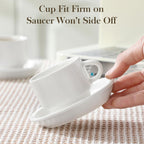 MALACASA 2.5 OZ Porcelain Espresso Cups with Saucers and Metal Stand Set of 4, Stackable Cappuccino Cups, White Expresso Shots Cup Set for Coffee Drinks, Latte, Tea