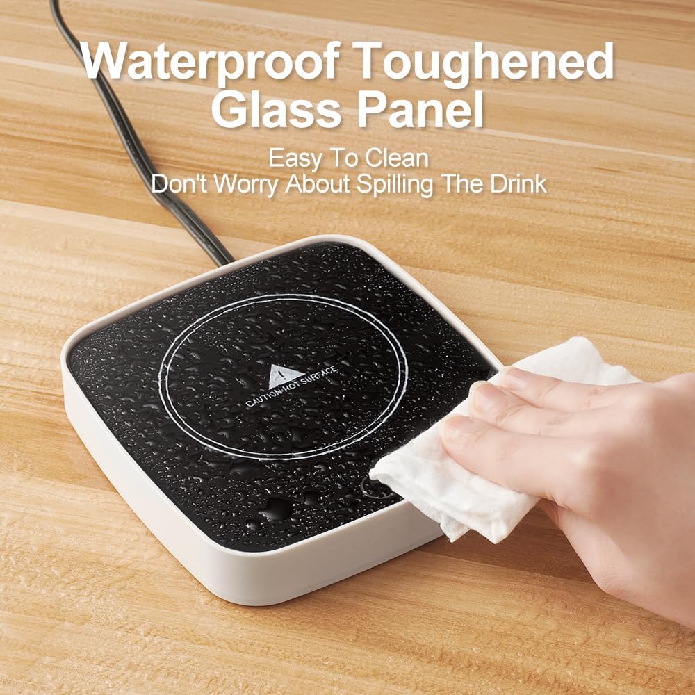 Coffee Mug Warmer Waterproof Smart Cup Warmer with 3 Temperature Setting for Warming & Heating Coffee, Beverage, Milk, Tea and Hot Chocolate (White)