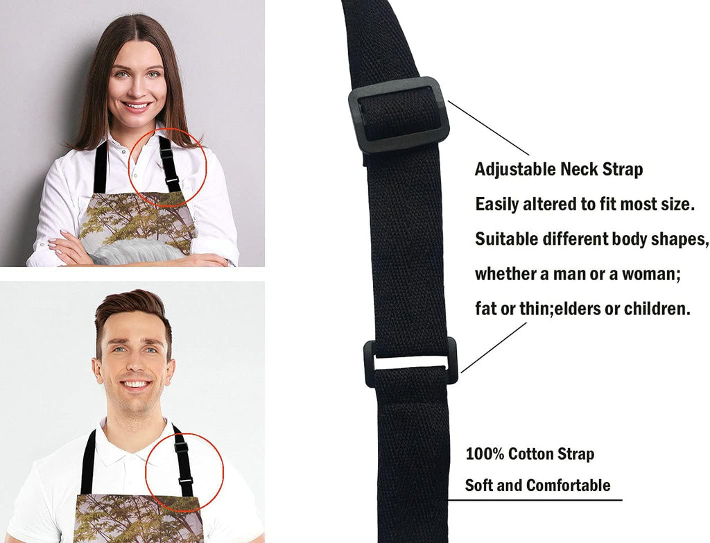 Fantasy Unicorn Adjustable Bib Apron,Unicorns Mare and Foal Cooking Kitchen Apron for Men Women