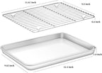 Deedro Baking Sheet with Rack Set [2 Sheets + 2 Racks], Stainless Steel Cookie Half Sheets Baking Pan Oven Tray with Cooling Rack, 12 x 10 x 1 Inch, Heavy Duty, Non-toxic, Easy Clean