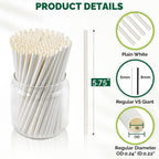 [500 Bulk] 5.75 inch White Small Paper Straws for Kids, Milk Cartons, Cocktail, Coffee, Short Drinks - Eco Friendly Disposable Drinking Straws