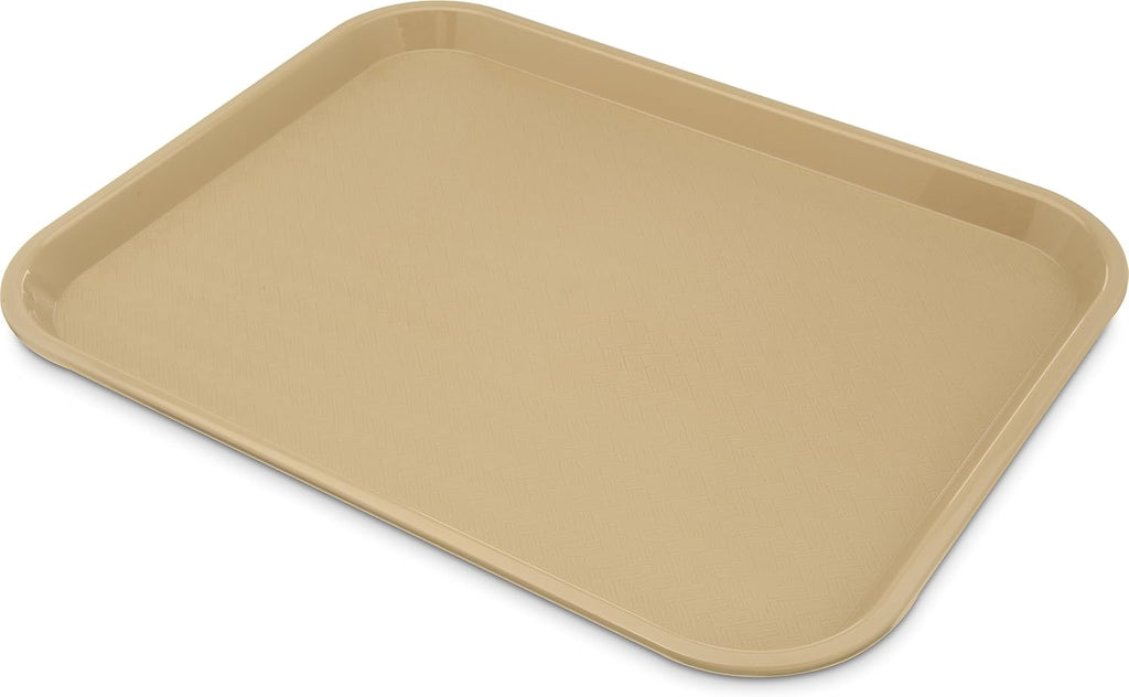 Carlisle FoodService Products Fast Food Cafeteria Tray 14" x 18", Durable Polypropylene with Slip-Resistant Surface, Stackable for Cafes and Schools, BPA-Free, Beige