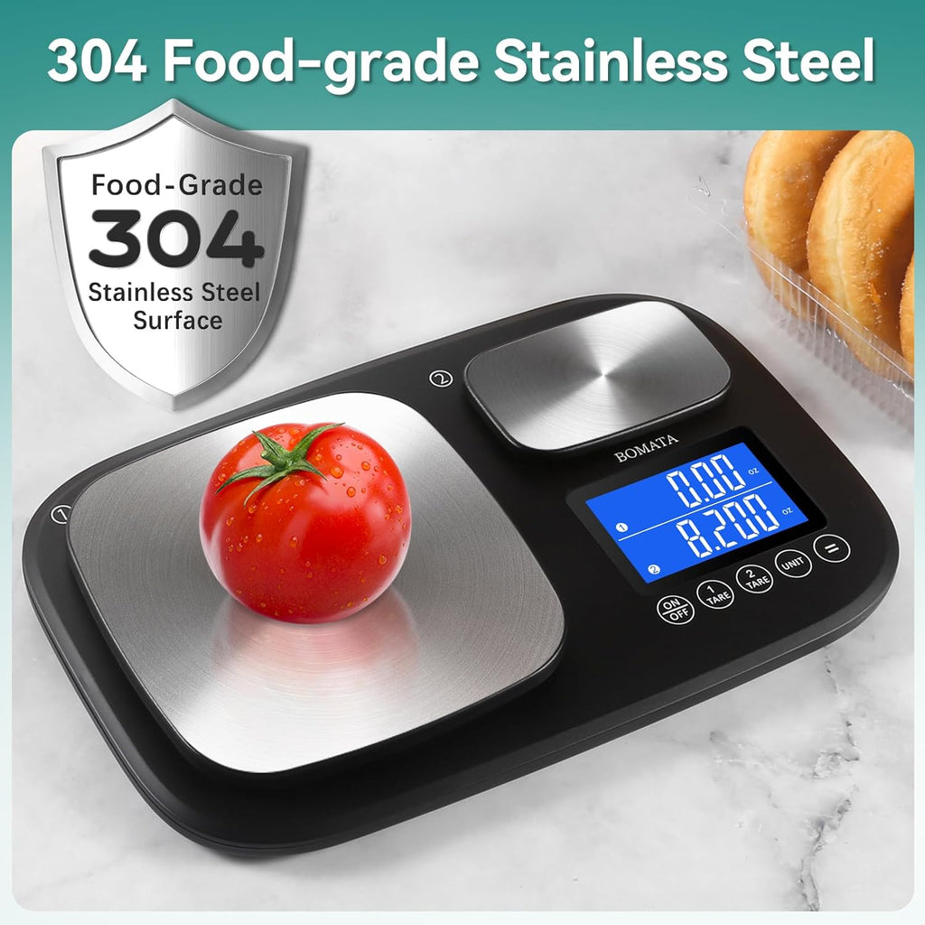 BOMATA 0.01g/500g & 1g/15kg Dual Platform Kitchen Scale with Two Precisions, Accumulation Function, Gram and Ounce, Digital Scale for Food, Baking, Yeast, Jewelry B614