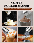 Milk Frothing Pitcher 350ml/12oz Steaming Pitchers Stainless Steel Milk Cappuccino Coffee with Decorating Art Pen, Powder Shaker, 16 Pieces Coffee Decorating Stencils