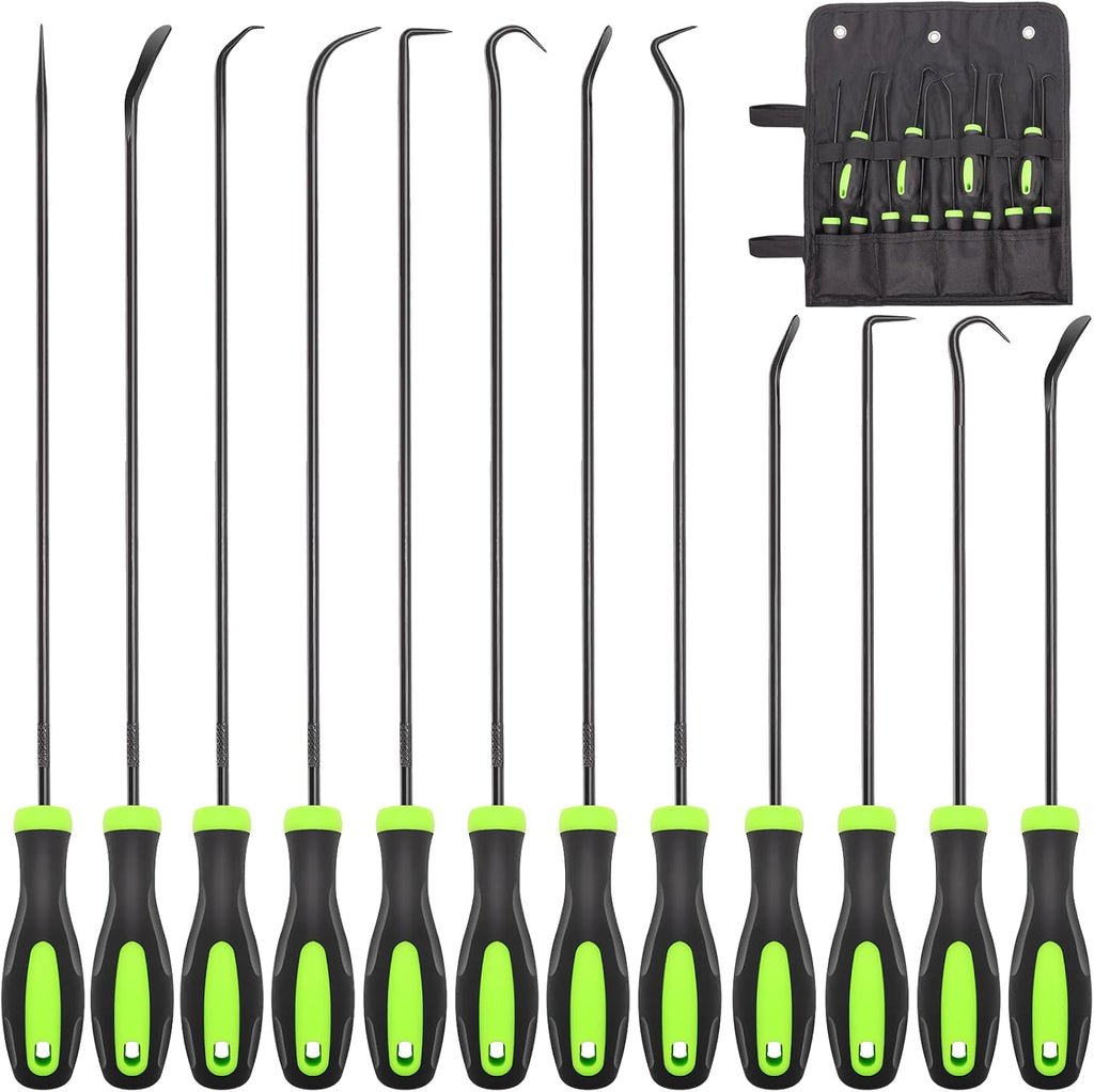 12PCS Automotive Hook and Pick Tool Set,Long & Mini Precision Puller Remover Tool Kit for Auto O-Ring,Seal & Gasket Removal,Mechanic Professional Tools,Car Repair Essentials