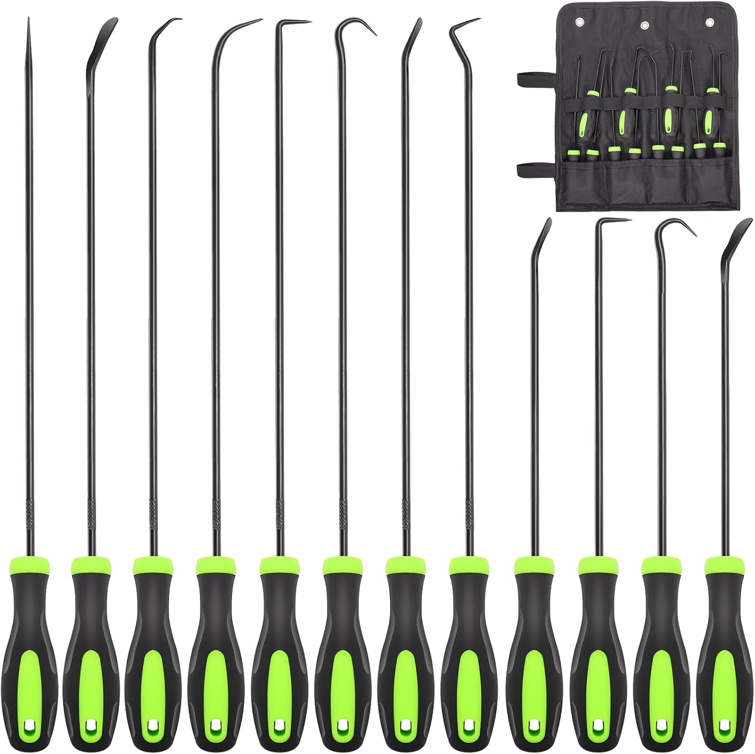 12PCS Automotive Hook and Pick Tool Set,Long & Mini Precision Puller Remover Tool Kit for Auto O-Ring,Seal & Gasket Removal,Mechanic Professional Tools,Car Repair Essentials
