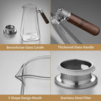 2L Glass Pitcher with Lid and Spout, Water Jug, 68 OZ Carafe for Hot/Cold Water, Large Iced Tea Pitcher for Coffee, Juice and Homemade Beverage