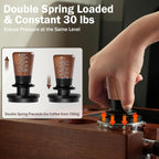 PUSEE 58mm Espresso Tamper,Calibrated Tamper with 30lbs Double Spring Loaded Tamper Walnut Wood Coffee Tamper for Barista Home,Titanium PVD Coating Base Tamper Espresso Tool Fits 58mm Portafilters