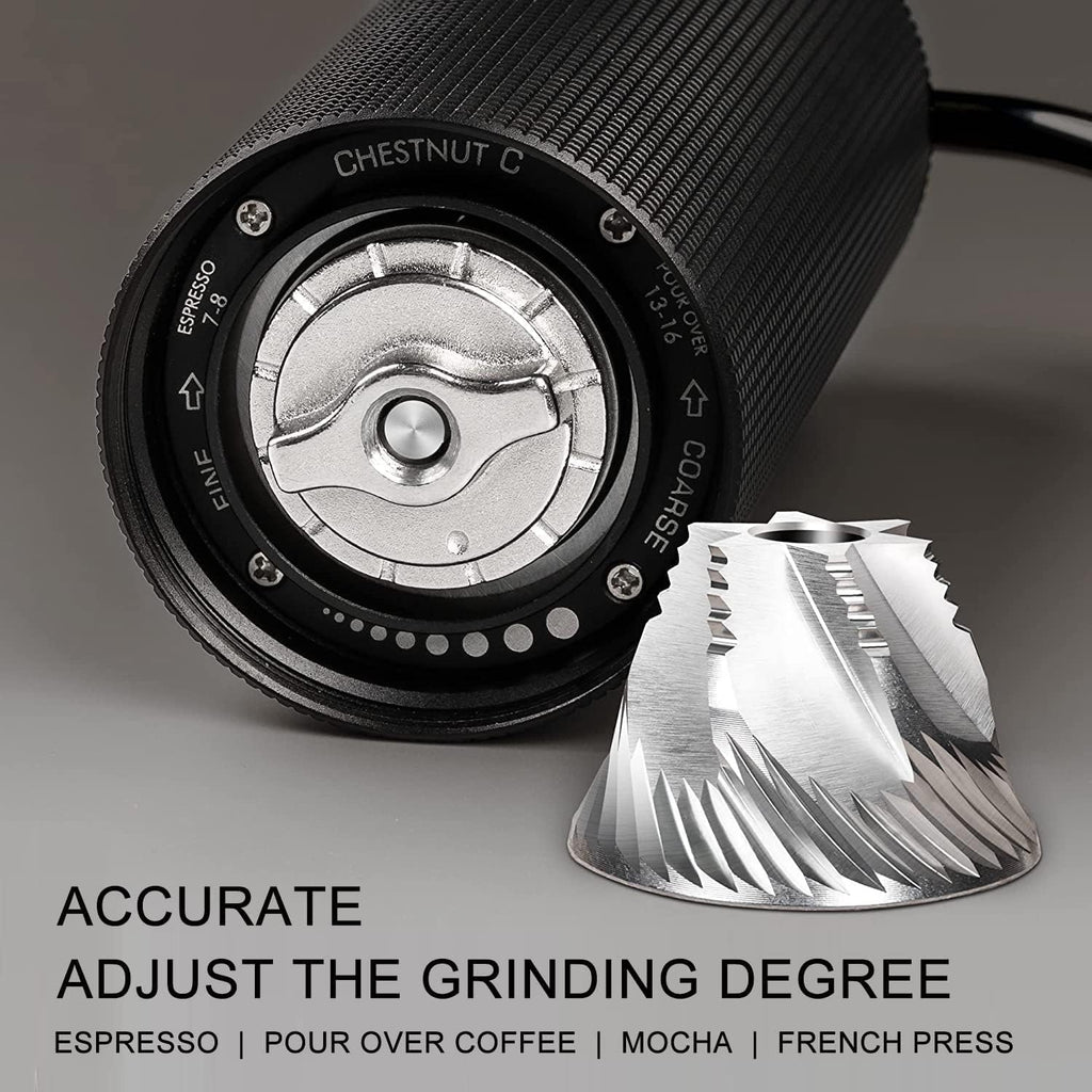 TIMEMORE Chestnut C3 Manual Coffee Grinder Capacity 25g with CNC Stainless Steel Conical Burr, Internal Adjustable Setting, Double Bearing Positioning, French Press Coffee for Hand Grinder Gift