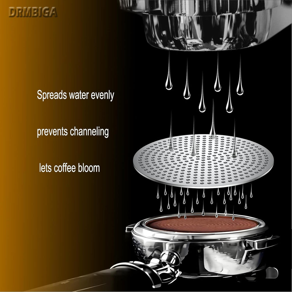 53.3mm Puck Screen 2 Pack - DRMBIGA 3rd Generation Dual-Layer Espresso Filter Screen, Reusable Stainless Steel Coffee Filter for Breville 54mm Portafilter Baskets - 0.8mm Thick 150μm Fine Mesh