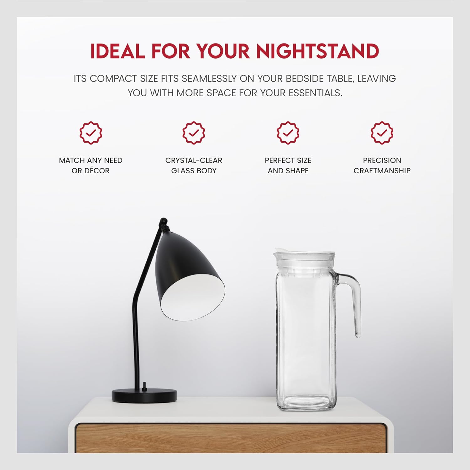 Amici Home Italian Igloo Quadra Glass Pitcher with Lid and Spout | 34 Ounce | Clear Glass Water Pitcher for Refrigerator | Carafe for Iced Tea, Juice, Milk, Cold Brew and Mimosa Bar