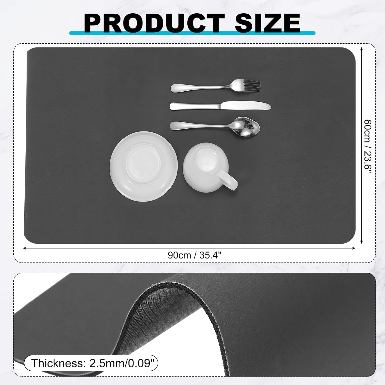 uxcell Silicone Mats for Kitchen Counter, 35.4" x 23.6" Non-Slip Countertop Protector Mat Heat Resistant Coffee Mat Waterproof Table Placemat, Dark Gray