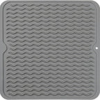 Silicone Dish Drying Mat for Multiple Usage,Easy clean,Eco-friendly,Heat-resistant Silicone Mat for Kitchen Counter or Sink,Refrigerator or Drawer liner Grey M 12 inches x 12 inches