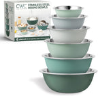 COOK WITH COLOR Stainless Steel Mixing Bowls Set - Nesting Bowls, 6 Pieces, Green