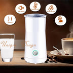 Simple Milk Frother, 2 in 1 Milk Steamer and Frother, Electric Milk Steamer, Milk Warmer and Hot Milk Foam Maker for Latter, Macchiato, Cappuccinos (White)