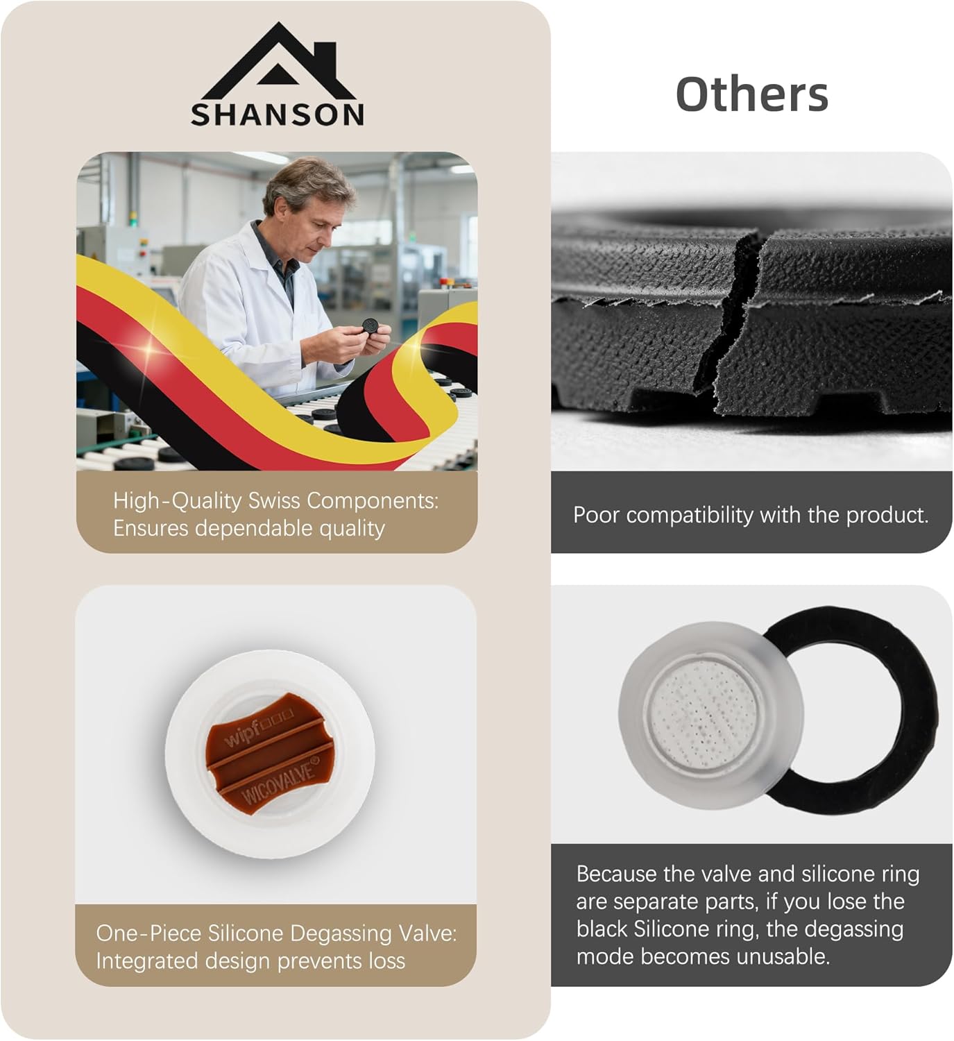 ShanSon Seal Valve 12pcs Set Airtight & Freshness Preservation Fits Various Coffee Containers Long-Lasting Lock Essential for Home Coffee Storage