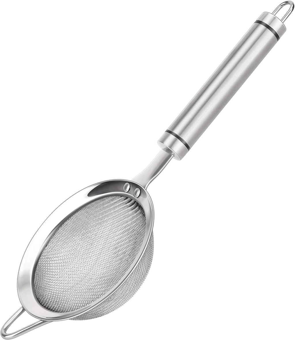 304 Stainless Steel Fine Mesh Strainers for Kitchen, Colander-Skimmer with Handle, Sieve Sifters for Food, Tea, Rice, Oil, Noodles, Fruits, Vegetable
