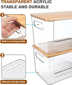 Trash Bag Holder, Acrylic Garbage Bag Dispenser with Bamboo Top, Extra Large Trash Bags Dispenser Under Sink for Kitchen, Pantry, Laundry Room, Cabinet Organizer and Storage (1 PACK)