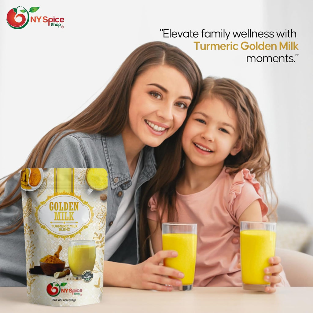 NY SPICE SHOP Golden Milk Superfood Powder – 4 Oz (Ounce) Instant Latte Mix Superfood with Turmeric - Superfood Blend of Turmeric, Cinnamon, Ginger, Black Pepper, Nutmeg, Green Cardamom