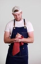 Caldo Canvas Kitchen Apron for Cooking - Mens and Womens Canvas Apron for Professional Chef, Server, or Barista- Adjustable with Pockets (Navy)