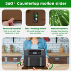 Appliance Slider 360° Rolling Tray for Coffee Maker- Bamboo Coffee Pot Slider Tray for Countertop Rotation Sliding Tray with Wheels, Appliances Mat Easily from Under the Cabinet, Brown (15.7"×13")