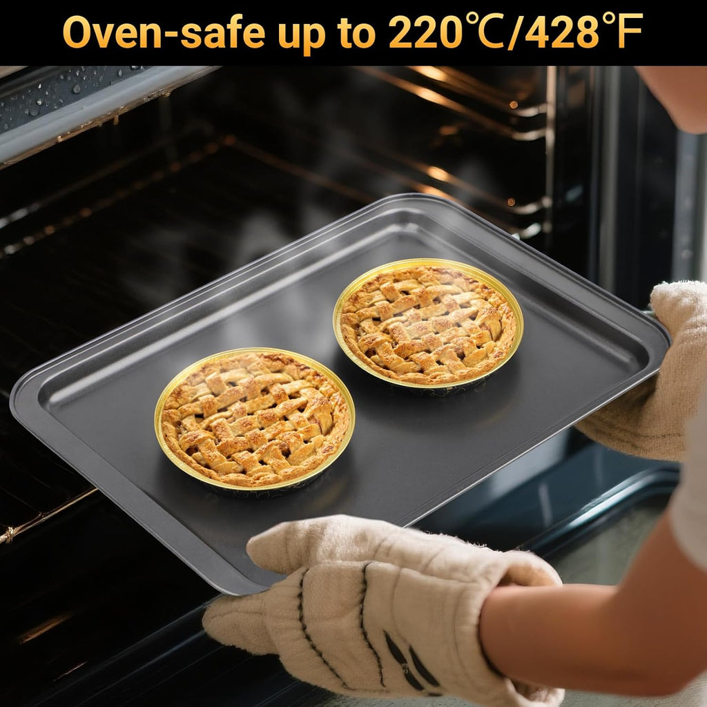 EUSOAR Disposable Ramekins, 50pcs 10oz/275ml Muffins Liners Aluminum Foil Baking Cups with Lids, Round Cake Pans Cheesecake Container Flan Pie Tart Brownie Holders for Bakery Wedding Birthday Party