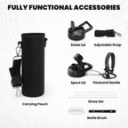 Insulated Water Bottle 24oz, Triple Wall Vacuum Stainless Steel (Cold for 48 Hrs, Hot for 24Hrs), Leak Proof & Non-BPA, 24oz Hydro Water Flask with Paracord Handle & Straw Spout Lids