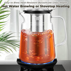 Aquach Glass Teapot with Removable Infuser - 74oz Borosilicate Tea Pot for Stovetop & Cold Brew, Stainless Steel Filter for Loose Leaf/Iced Tea