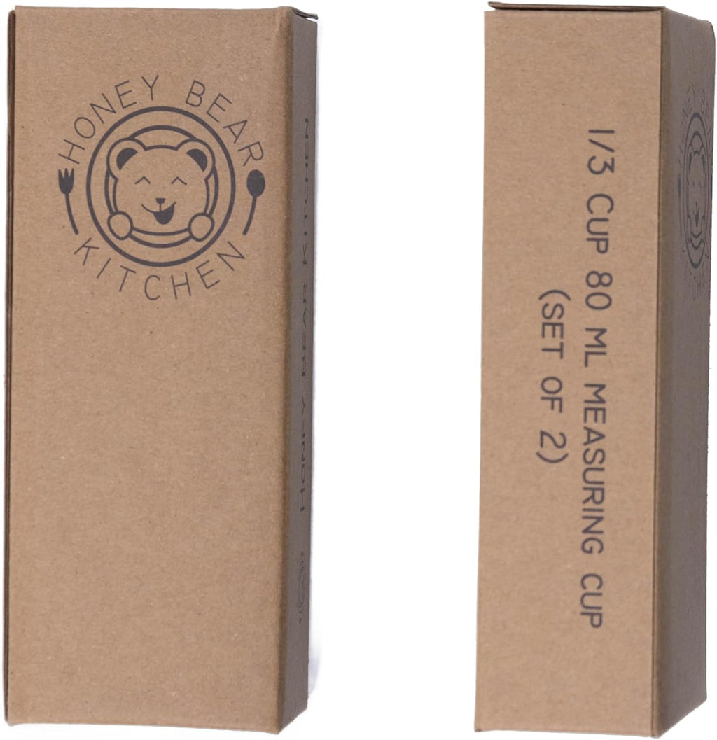 Honey Bear Kitchen 1/3 Cup 80 ml Leave-in Measuring Scoop Cups, Polished Stainless Steel (Set of 2)