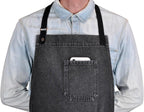 Cooking Apron with Pockets Mens Womens Professional Kitchen Bib Apron for Chef Grill BBQ (Black Denim -2)