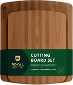 ROYAL CRAFT WOOD Cutting Boards for Kitchen - Wooden Cutting Board for Meal Prep & Serving, Non-Toxic Bamboo Chopping Board, Carbonized Bamboo Durable Charcuterie & Lightweight Serving Boards (2 pcs)