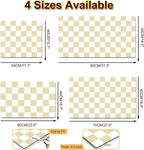 Dish Drying Mat for Kitchen Counter, 16.5’’ X 31.5’’ Absorbent Coffee Mat, Checkered Coffee Bar Mats for Espresso Machine Station, Hides Stains, Rubber Backed Dish Drying Pad, Beige & White