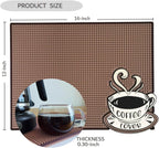 Mat for Coffee Bar 16"x12" – 0.30in Thick Non-Slip Rubber Countertop Protector, Spill-Proof Durable Kitchen Counter Mat. Glass Drying, Barista Coffee Bar Accessories.