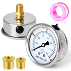 MEANLIN MEASURE 0~40Psi Stainless Steel 1/4" NPT 2.5" FACE DIAL Liquid Filled Pressure Gauge WOG Water Oil Air,Cencter Back Mount, with 1/4" x 1/2" NPT and 1/4" x 3/8" NPT Hex Bushing