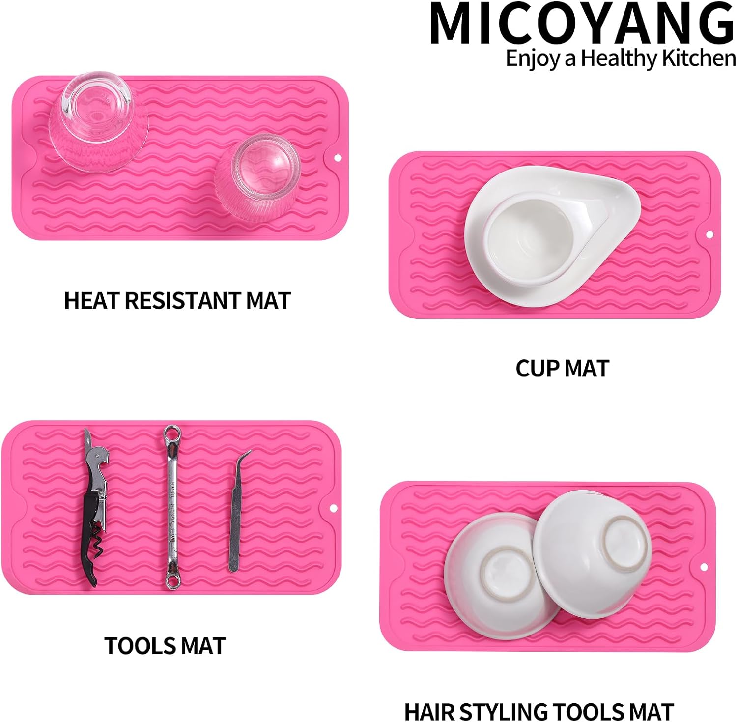 Silicone Dish Drying Mat for Multiple Usage,Easy clean,Eco-friendly,Heat-resistant Silicone Mat for Kitchen Counter or Sink,Refrigerator or Drawer Liner Rose S 12 inches x 6 inches