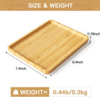Square Bamboo Serving Tray with Handles - 9.4x7.4 Inch Rustic Wooden Platter for Coffee, Kitchen, Living Room & Party (Lightweight, Splinter-Free & Oil-Coated)