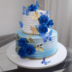 SAOROPEB Butterfly Wall Stickers, 48 Pcs 4 Styles 3 Sizes, Metallic Paper, Removable, Navy Blue, Art Deco Decor for Wall