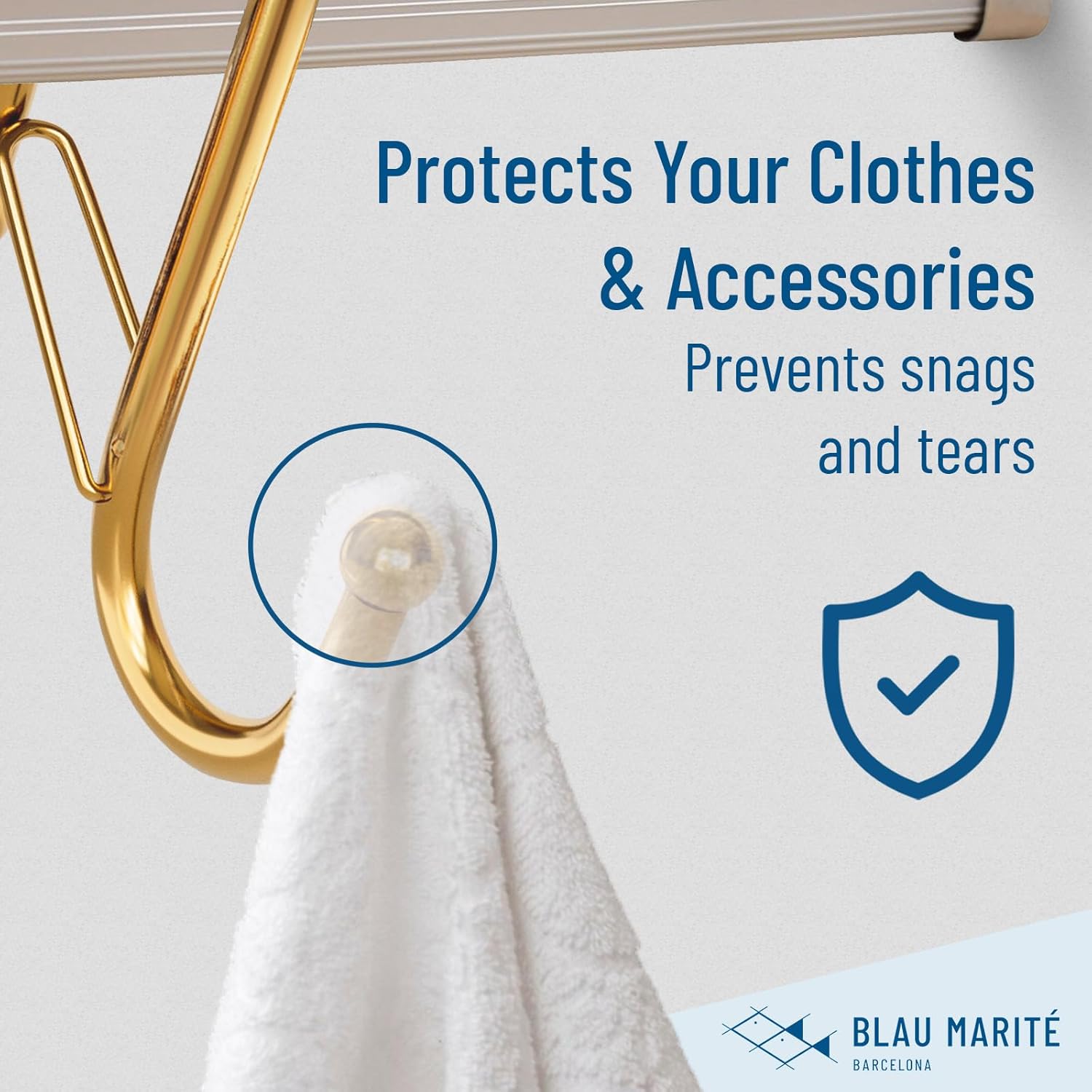 10-Pack Metal S Hooks for Hanging – Heavy-Duty S-Shaped Hook with Safety Buckle – Fits Bars up to 0.8 In – Anti-Drop S-Hooks for Kitchen, Bathroom, Closet & Pot Racks – Gold (Medium)