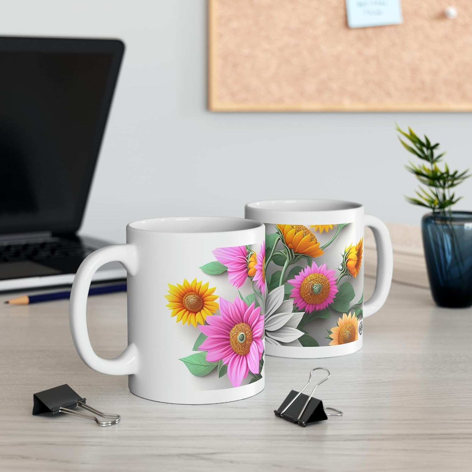 11 OZ Novelty Coffee Mugs - Christmas Gift (3-D Flower)