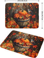 Fall Pumpkin Dish Drying Mat for Kitchen Counter 18x24 Inch Autumn Maple Leaves Microfiber Drying Mats Absorbent Reversible Thanksgiving Day Dish Pad Autumn Orange Dish Mats for Drying Kitchen Decor